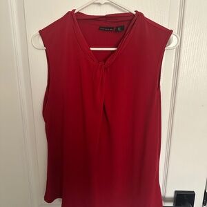 Tahari Red Sleeveless Knot-Neck Blouse - Size Large